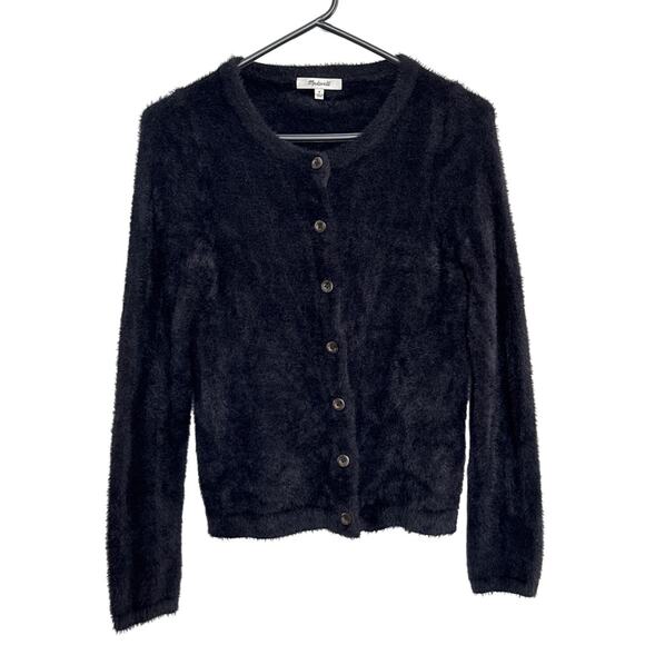Madewell Hewitt Fuzzy Cardigan Sweater button down Black small - Picture 4 of 14